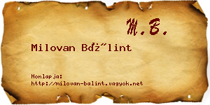 Milovan Bálint névjegykártya